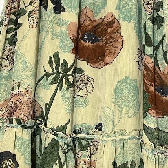 Maeve Anthropologie Ruffled Tiered Maravilla Maxi Dress Size 4 Floral Butterfly - Picture 8 of 11